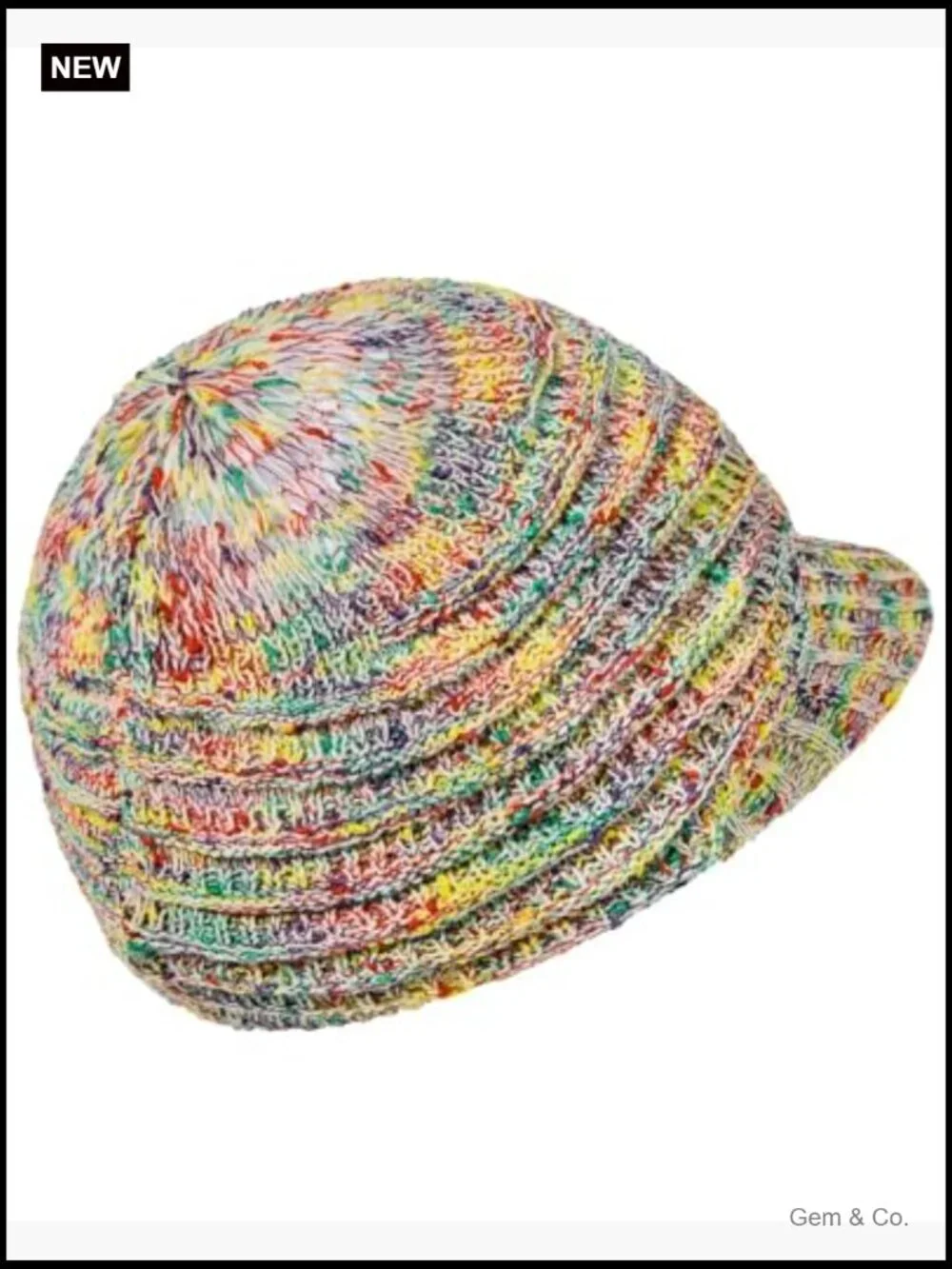 Satin Lined Knit Beanie Hat with Visor Brim Winter Warm Slouchy Newsboy Cap
